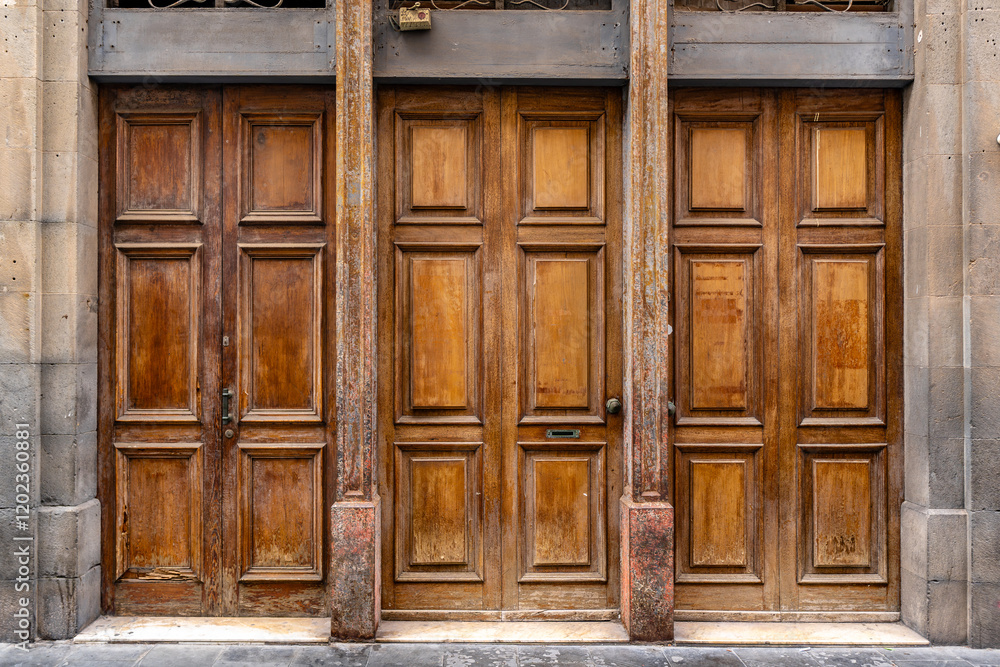 Three wooden doors with a rustic look Three wooden doors with a rustic look