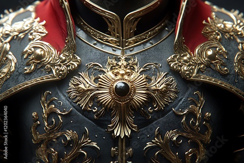 Ornate Golden Detailing on a Dark Cuirass photo