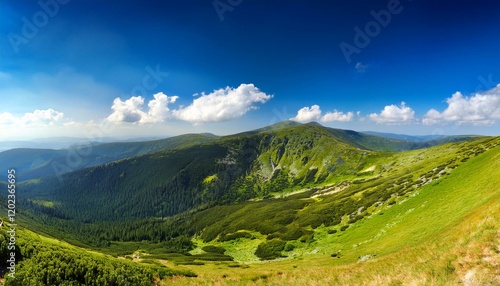 karkonosze mountains against the blue sky