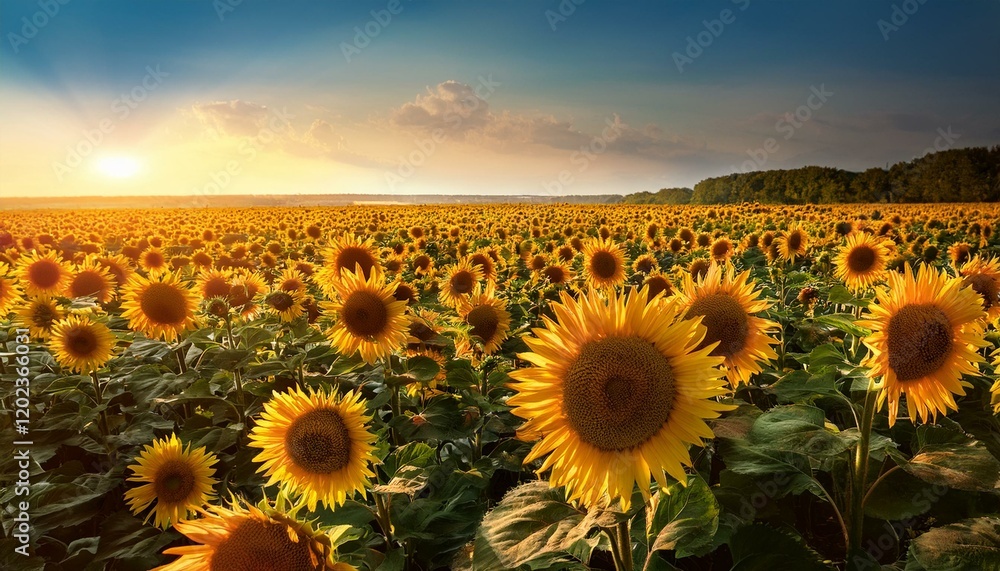Fototapeta premium sunflowers in a sunny field