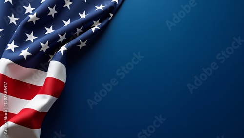 Wallpaper Mural Close-up view of an American flag draped on a navy blue background, with ample copy space Torontodigital.ca
