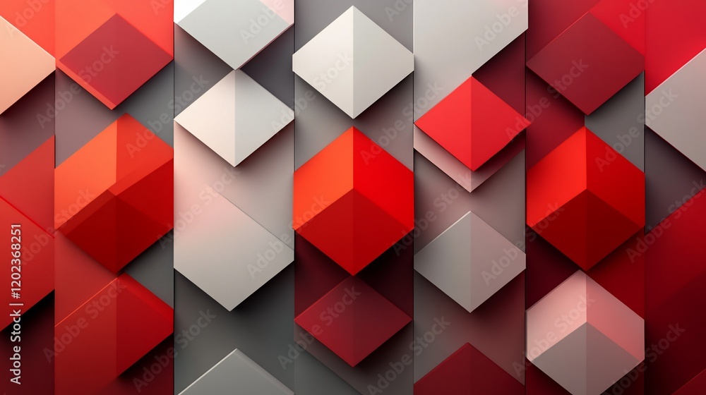 Abstract red and gray geometric cube pattern. Abstract red and gray geometric cube pattern.