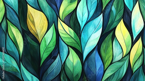 Vibrant leaf patterns nature digital art artistic environment close-up view organic concept