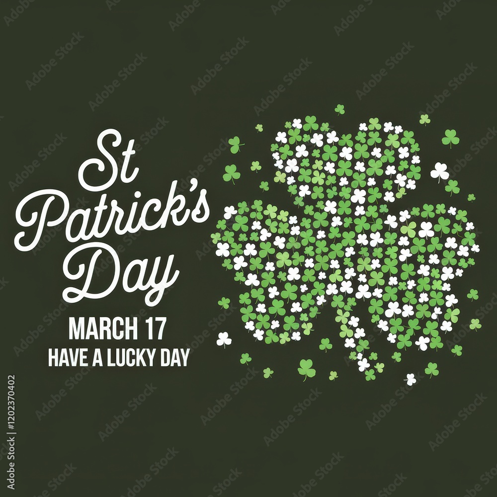 St. Patrick's Day Text with Shamrock Made of Shamrocks St. Patrick's Day Text with Shamrock Made of Shamrocks