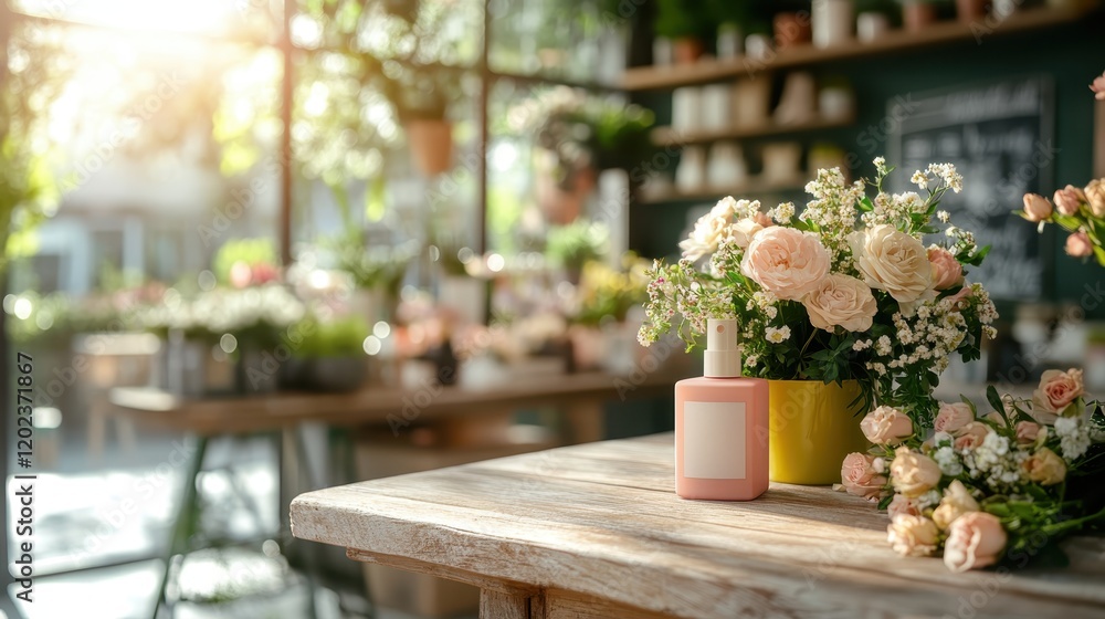 This enchanting image features charming flowers beside a stylish perfume bottle, symbolizing the beauty of fragrance and nature in a delightful and artistic environment. This enchanting image features charming flowers beside a stylish perfume bottle, symbolizing the beauty of fragrance and nature in a delightful and artistic environment.