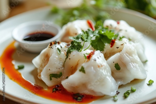 Rice flour dumplings. Featuring a plate of rice flour dumplings. Highlighting traditional cuisine and culinary art. Ideal for culinary and cultural visuals. photo