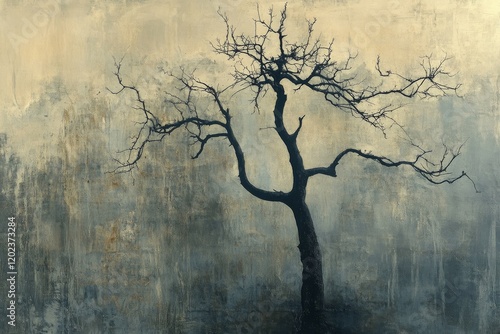Lonely tree stands against a serene sky at dusk in a quiet landscape