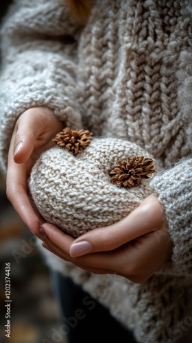 Crafting intricate patterns with cozy yarn during a focused knitting session ...