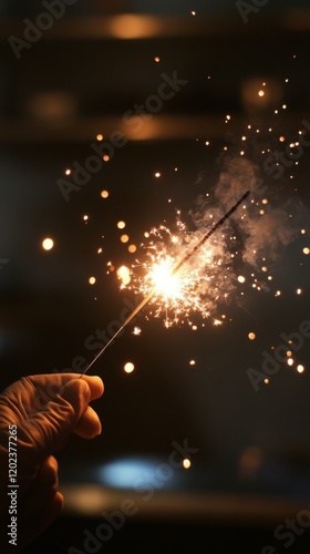 Child enjoying a sparkler at night during a celebration in a festive atmosphere