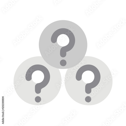 Three overlapping question mark icons in grayscale