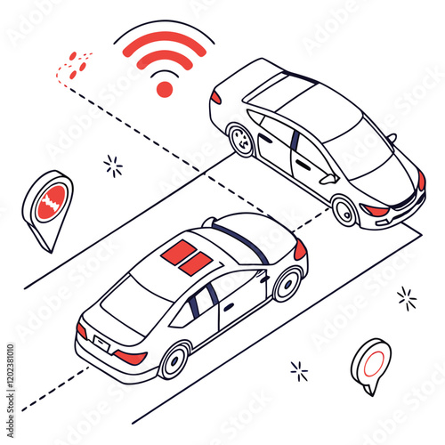 Clean abstract digital representation of a smart car system Illustrator Artwork