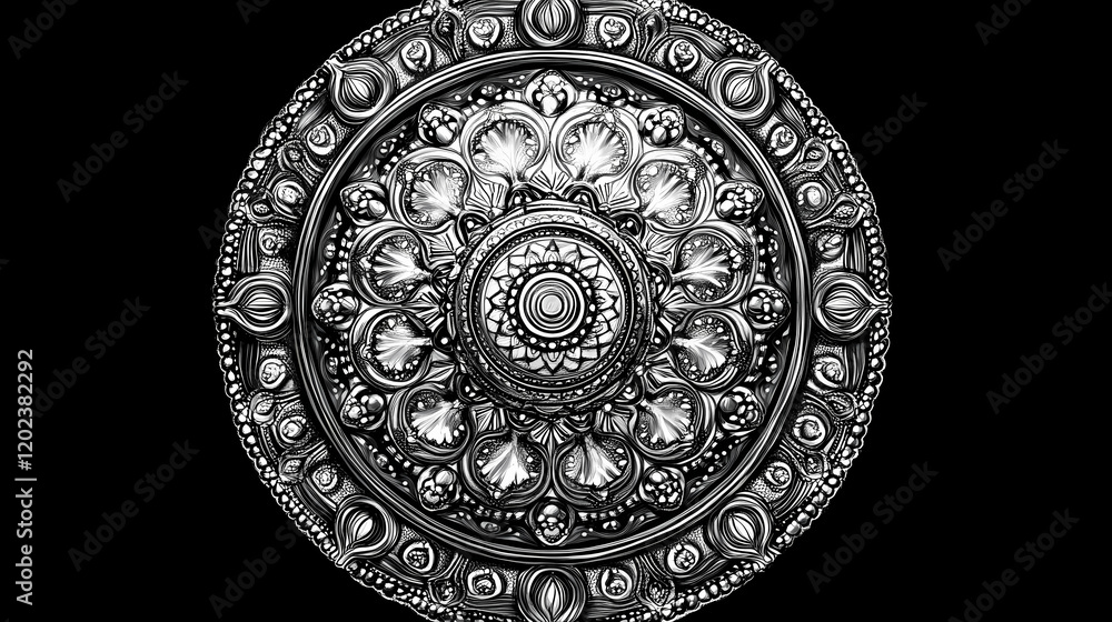 Fototapeta premium Intricate black and white mandala drawing. Intricate Mandala Pattern. Illustration
