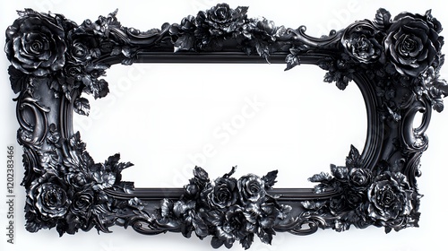 Ornate Black Rose Frame: A Darkly Elegant Masterpiece photo