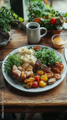 Delicious brunch spread featuring savory dishes and fresh ingredients in a co...