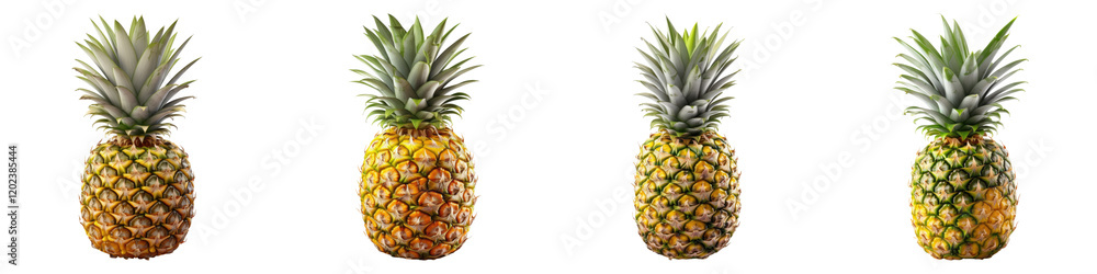 Pineapple isolated on transparent background, Set of Pineapple isolated on transparent background, Set of