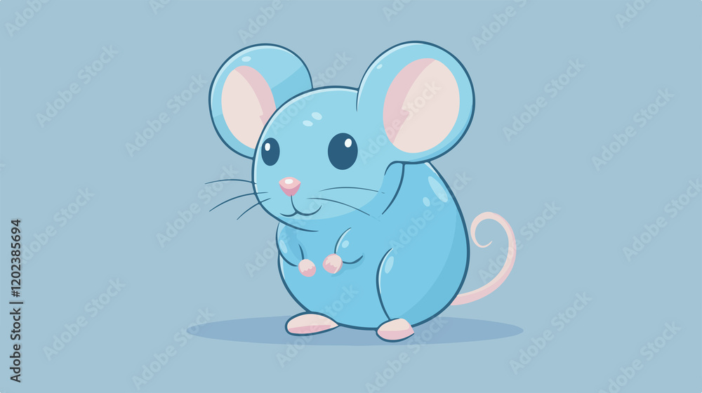 Fototapeta premium Cute Mouse Vector Icon Illustration Blue Color