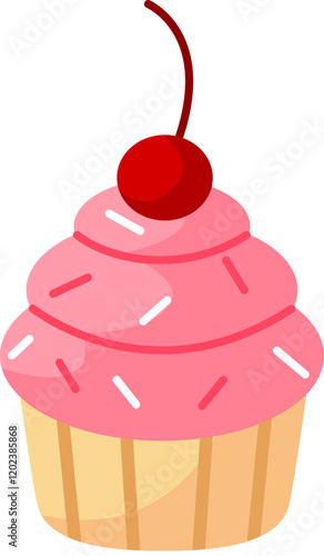 Cupcake with Cream and Cherry on Top