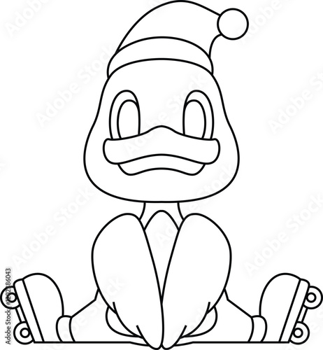 Duck Christmas Inline skating Animal Vector Graphic Art Illustration
