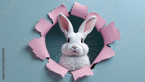 Spaßige Überraschung: Hase im Papierloch