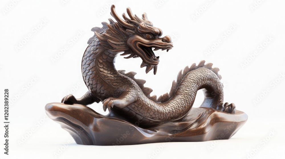 Obraz premium chinese dragon statue, happy new year, china, Year of the Wood Dragon,, white background