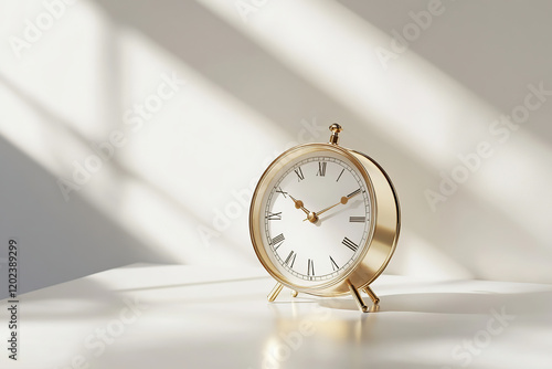 Alarm clock on grey background photo