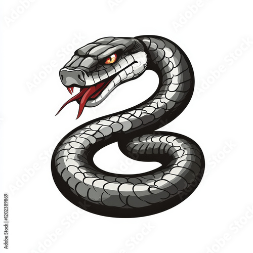 Coiled Black Snake with Red Eyes

 photo