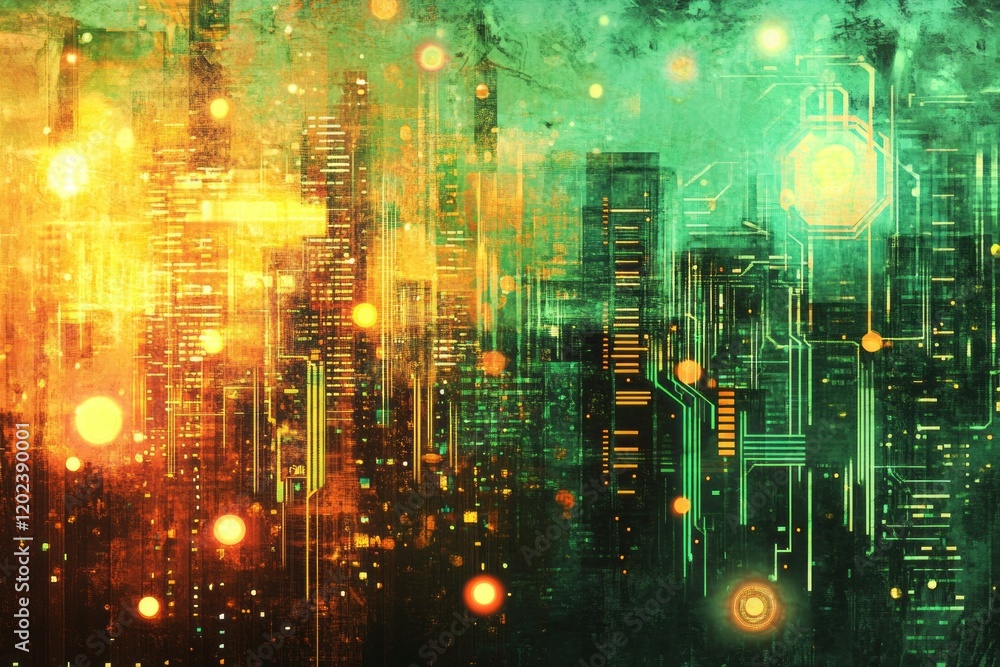 Fototapeta premium Abstract Cityscape Digital Art Nocturnal Hues