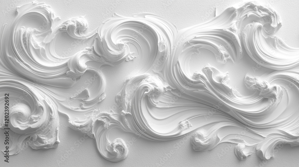 Fototapeta premium Decorative white patterns created with textured cream on a smooth surface