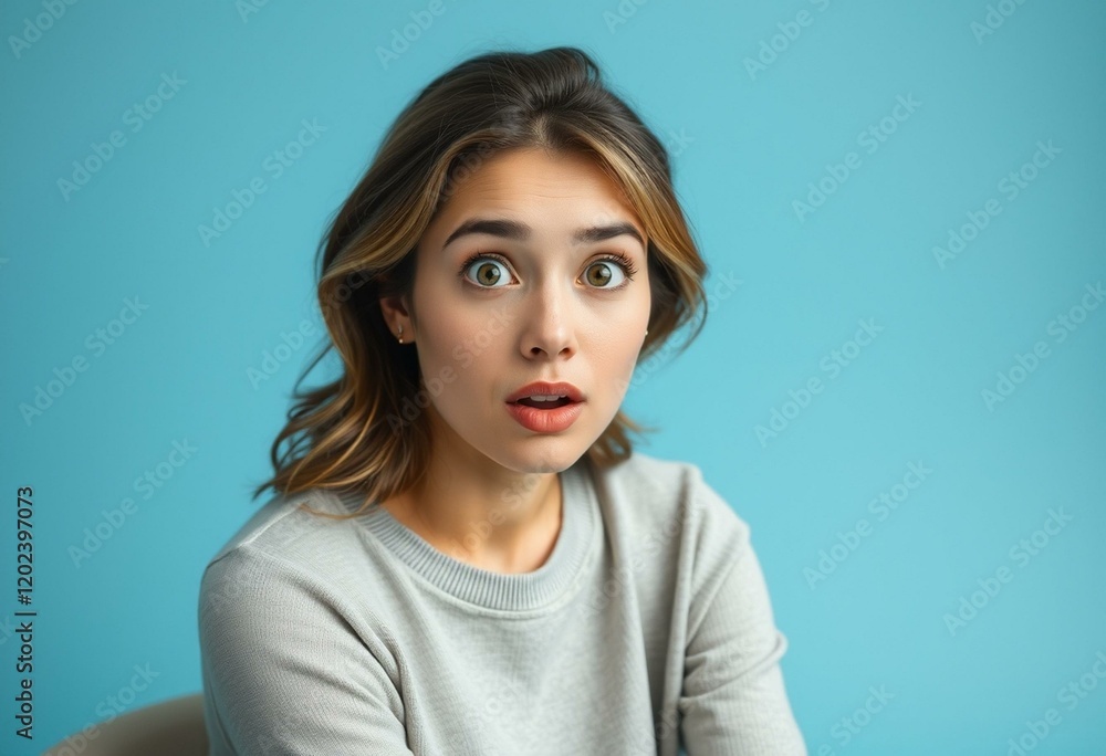 Fototapeta premium Surprised female portrait with gentle facial expression