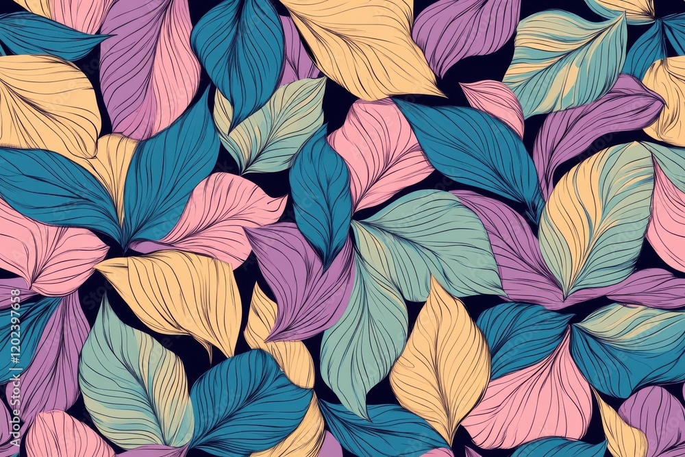 Fototapeta premium Pastel & Teal Leaf Pattern