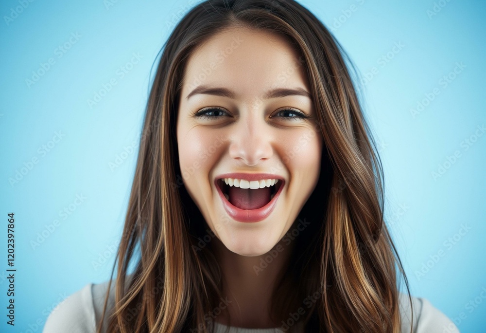Portrait of a female person yawning with a relaxed expression Portrait of a female person yawning with a relaxed expression