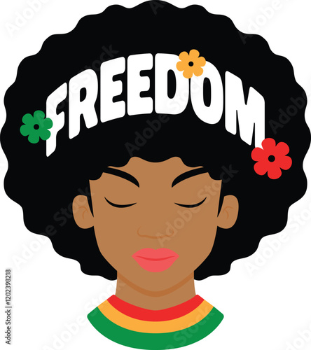 Juneteenth Freedom Afro Cartoon Colored Clipart 