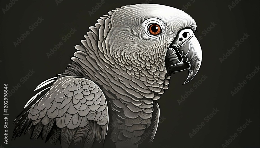 Fototapeta premium black and white parrot
