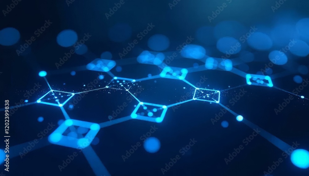 Fototapeta premium Abstract Blue Network, Tech Connection, Digital Nodes, Data Links