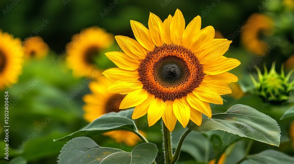 Vibrant sunflower field rural landscape high-resolution nature close-up textured beauty Vibrant sunflower field rural landscape high-resolution nature close-up textured beauty
