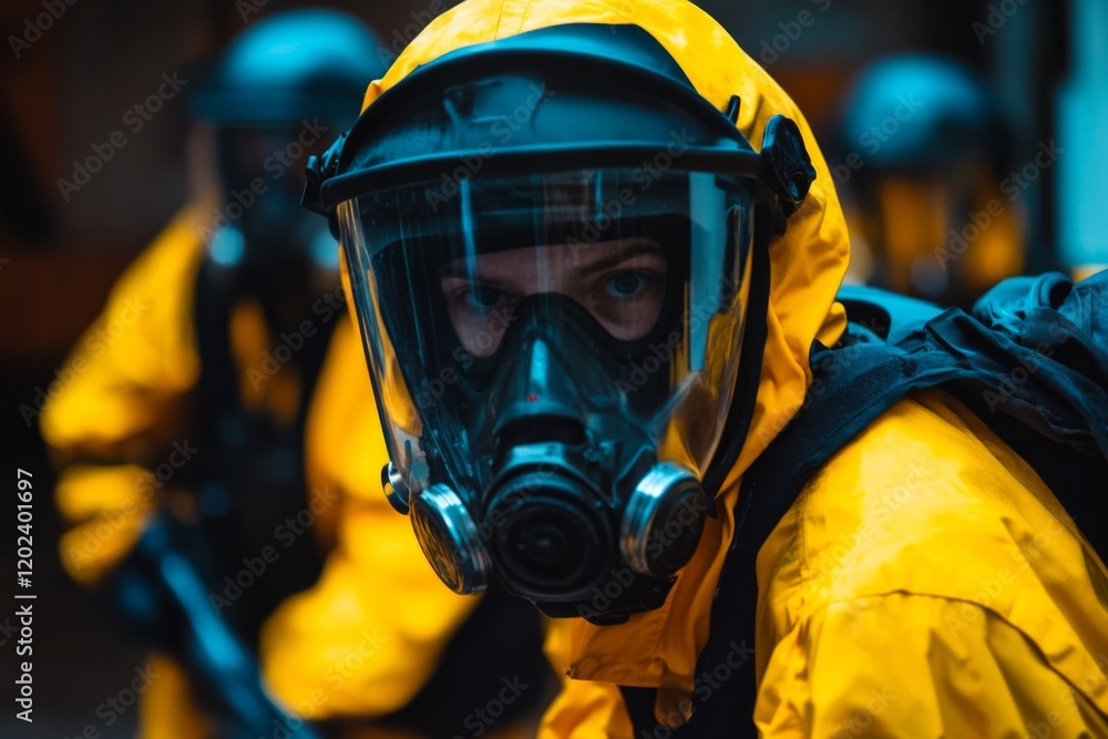 A team in protective gear prepares for a critical mission in a hazardous environment. Their focus is unwavering and determination is evident. Generative AI A team in protective gear prepares for a critical mission in a hazardous environment. Their focus is unwavering and determination is evident. Generative AI