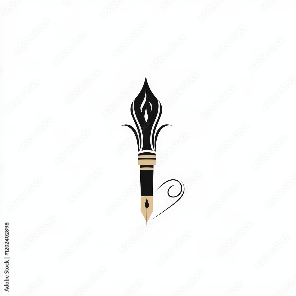 Elegant Fountain Pen with Floral Accents Elegant Fountain Pen with Floral Accents