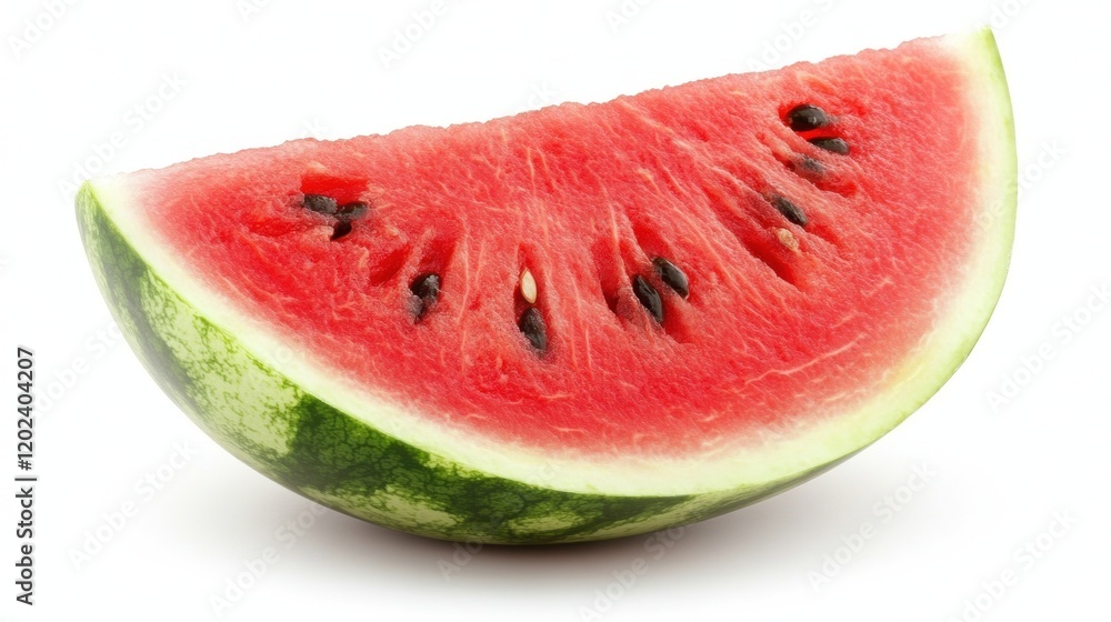 Fresh Watermelon Slice with Juicy Red Flesh and Green Rind Fresh Watermelon Slice with Juicy Red Flesh and Green Rind