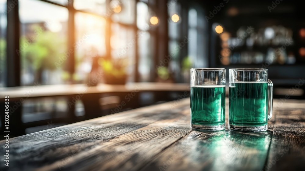 This inviting image features two glasses of beer, capturing the warmth and ambiance of a cozy bar setting with soft lighting and a stylish atmosphere perfect for relaxation. This inviting image features two glasses of beer, capturing the warmth and ambiance of a cozy bar setting with soft lighting and a stylish atmosphere perfect for relaxation.