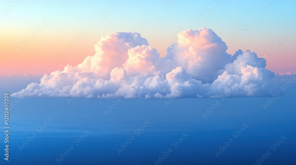Soft Pink Clouds Over Serene Blue Ocean at Sunset Soft Pink Clouds Over Serene Blue Ocean at Sunset