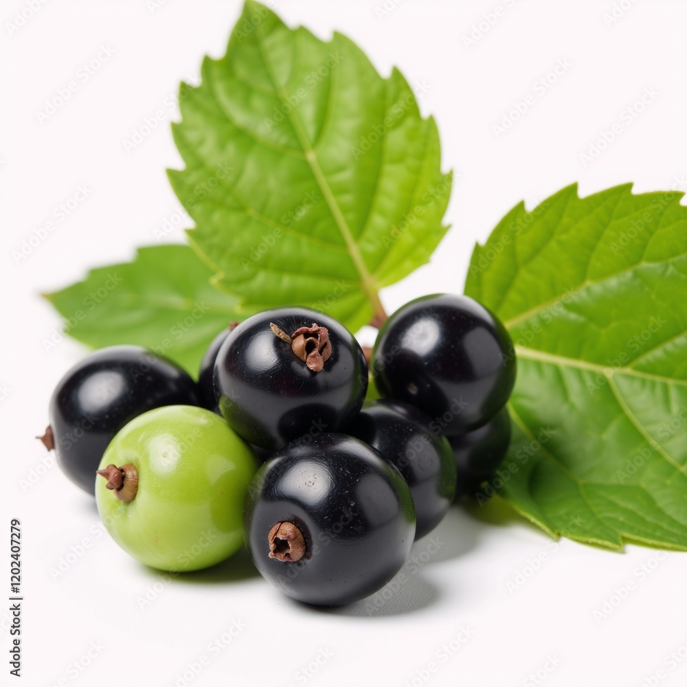 Isolated black currant leaves against a plain backdrop Isolated black currant leaves against a plain backdrop