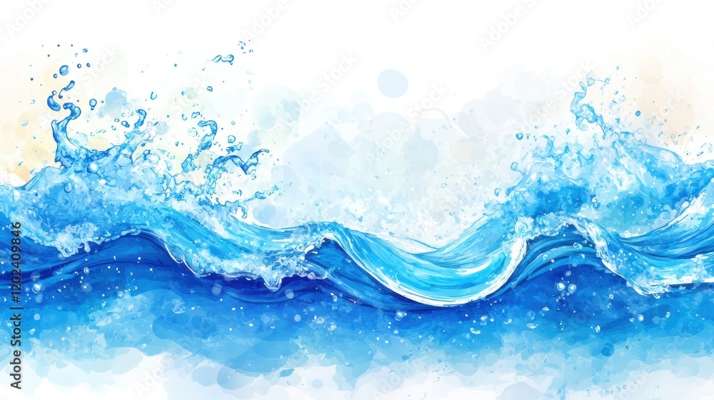 Vibrant Watersplash with Gentle Waves in Artistic Blue Tones