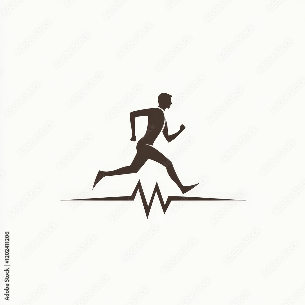 Runner Silhouette with Heartbeat Line Runner Silhouette with Heartbeat Line