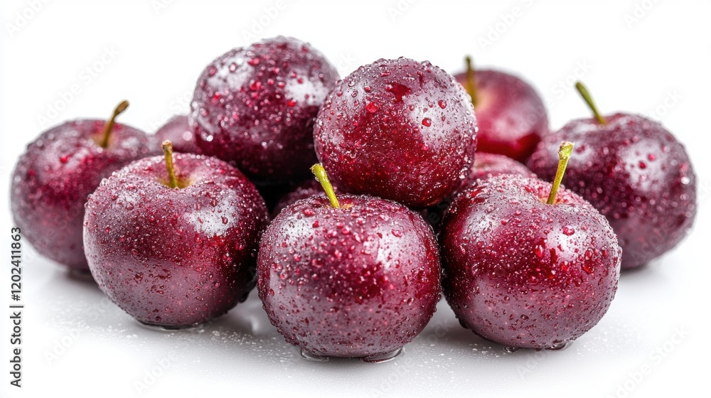 Fresh Red Apples with Water Drops on White Background