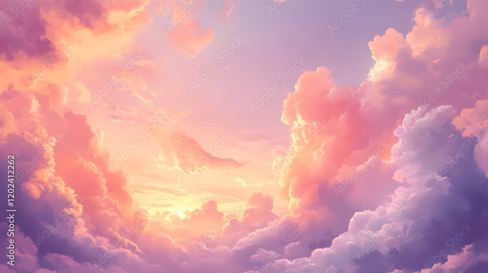 Fototapeta premium Pastel Cloudscape A Serene Sunset Sky