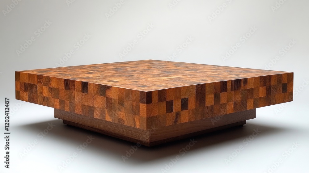 Contemporary Wooden Coffee Table with Unique Geometric Pattern