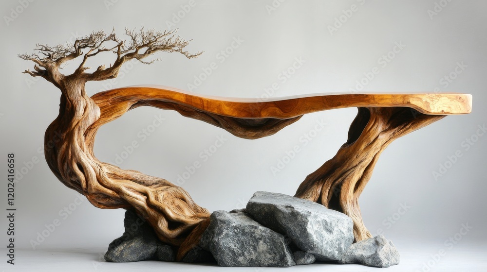 Fototapeta premium Sculptural Wooden Table with Natural Design