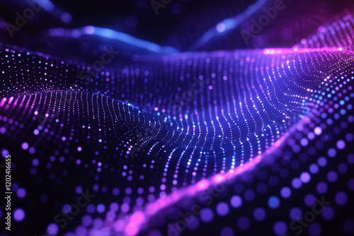 Dynamic Big Data Visualization: Abstract Network Pulse, Futuristic Technology, Data Analytics,      