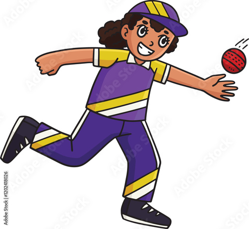 Cricket Female Fielder Catching the Ball Clipart photo