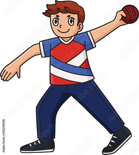 Cricket Bowler Ready to Throw the Ball Clipart photo